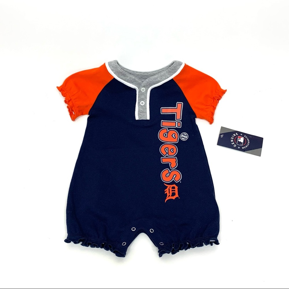 Genuine Merchandise MLB Detroit Tigers Lettuce Hem Bodysuit Nwt Girl Size 12M